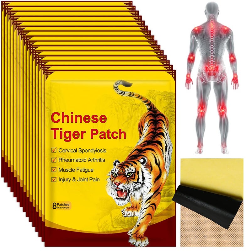 CLIUNT Tiger Patches, 120Pcs Knee Pain Relief Patches, Chinese Red Tiger Heat Patches, Back Patches Ultra Strength for Muscle Joint of Knee Shoulder Neck